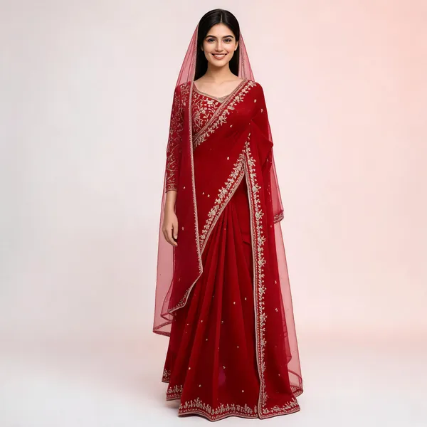 Red_Silk_Embellished_Saree_For_Women