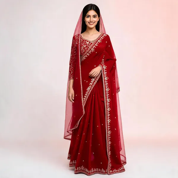 Red_Silk_Embellished_Saree_For_Women