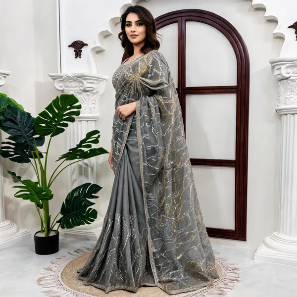 Grey_Silk_Embellished_Saree_For_Women
