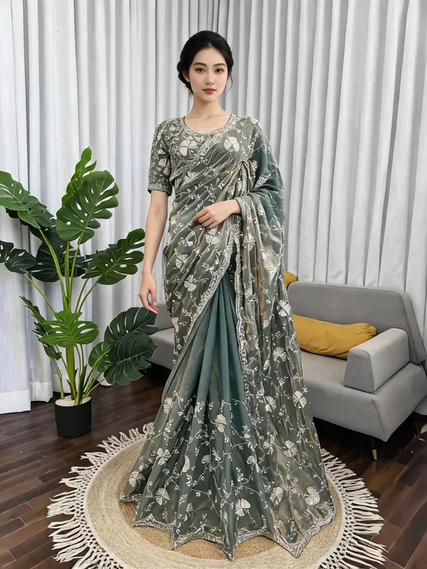 Grey_Silk_Embellished_Saree_For_Women