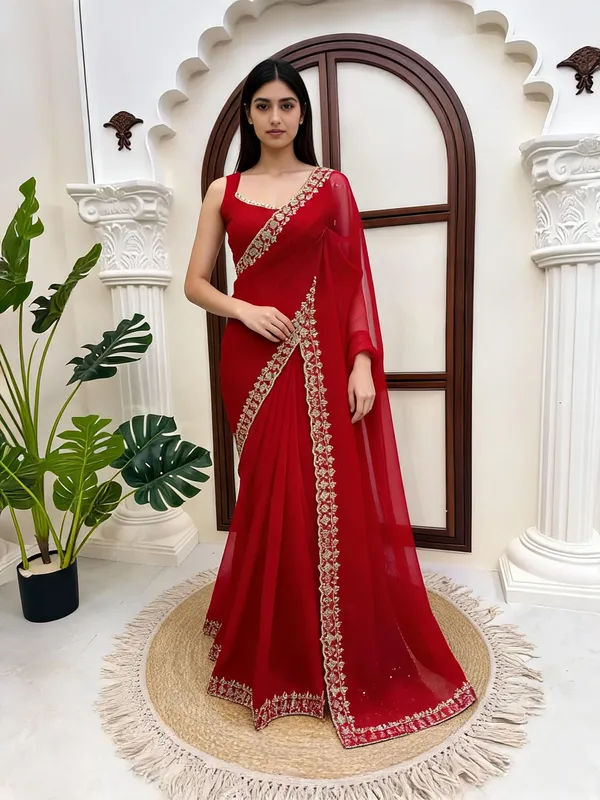 Red_Silk_Embellished_Saree_For_Women