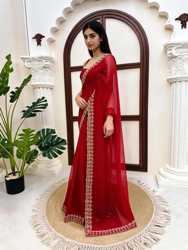Red_Silk_Embellished_Saree_For_Women