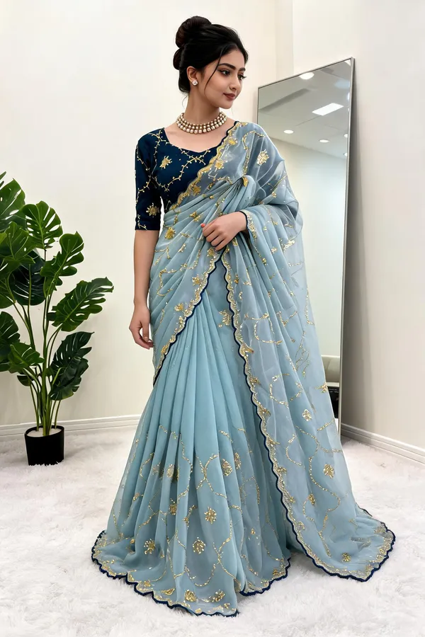 Sky_Blue_Jimmy_Choo_Thread_&_Sequin_Work_Saree_With_Bangalori_Silk_Blouse_For_Women