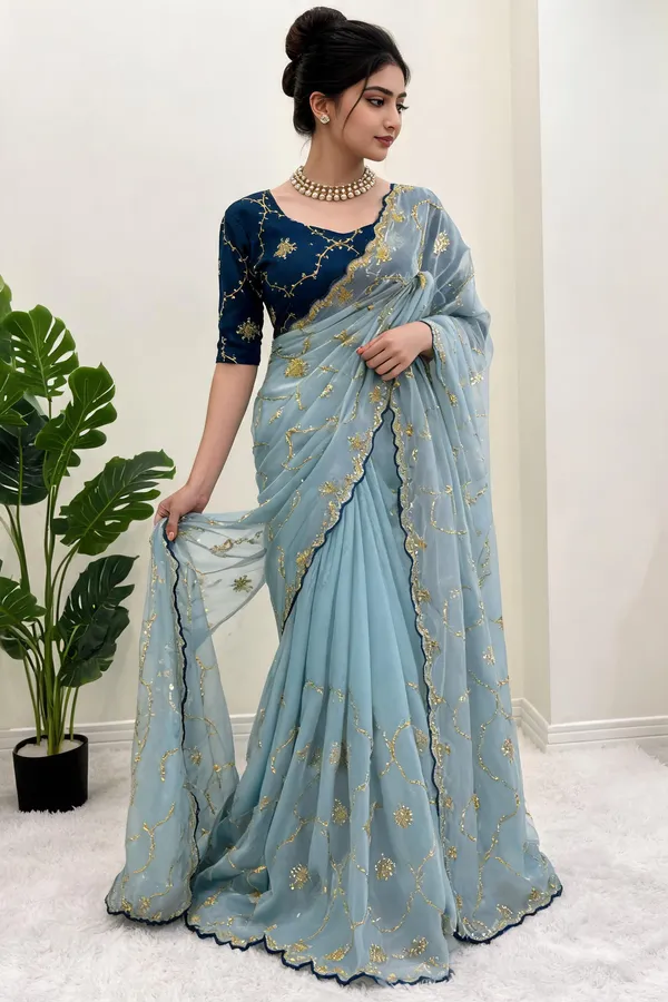 Sky_Blue_Jimmy_Choo_Thread_&_Sequin_Work_Saree_With_Bangalori_Silk_Blouse_For_Women