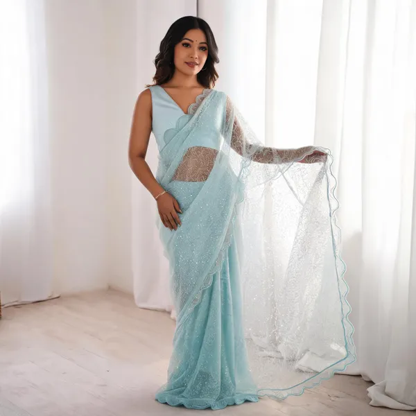 Sky_Blue_Silk_Shimmer_Designer_Saree_For_Women