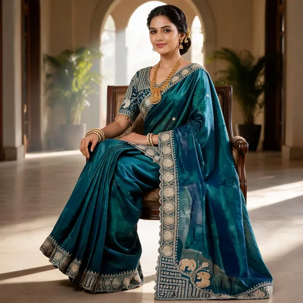 Rama_Pure_Fancy_Satin_Sequin_Embroidery_Cut_Work_Saree_For_Women