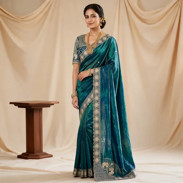 Rama_Pure_Fancy_Satin_Sequin_Embroidery_Cut_Work_Saree_For_Women