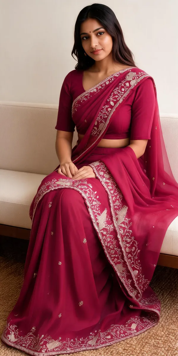 Pink_Pure_Star_Georgette_Sequin_Embroidery_Saree_With_Cut_Work_Border_For_Women
