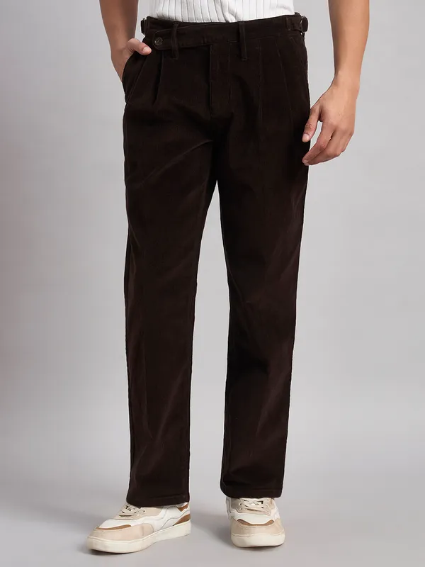 Sand_Dunes_Men’S_Premium_Brown_Corduroy_Pleated_Straight_Fit_Trousers