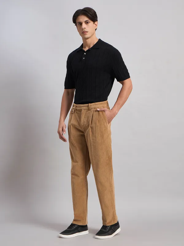 Sand_Dunes_Men’s_Camel_Brown_Corduroy_Pleated_Straight_Fit_Trousers