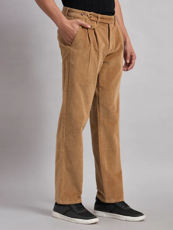 Sand_Dunes_Men’s_Camel_Brown_Corduroy_Pleated_Straight_Fit_Trousers