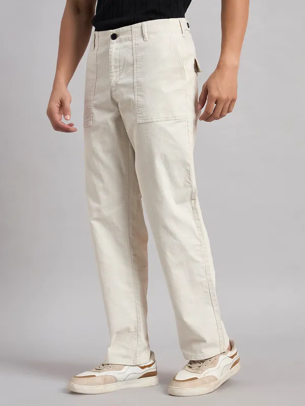 Sand_Dunes_Men’S_Straight_Fit_White_Corduroy_Trousers