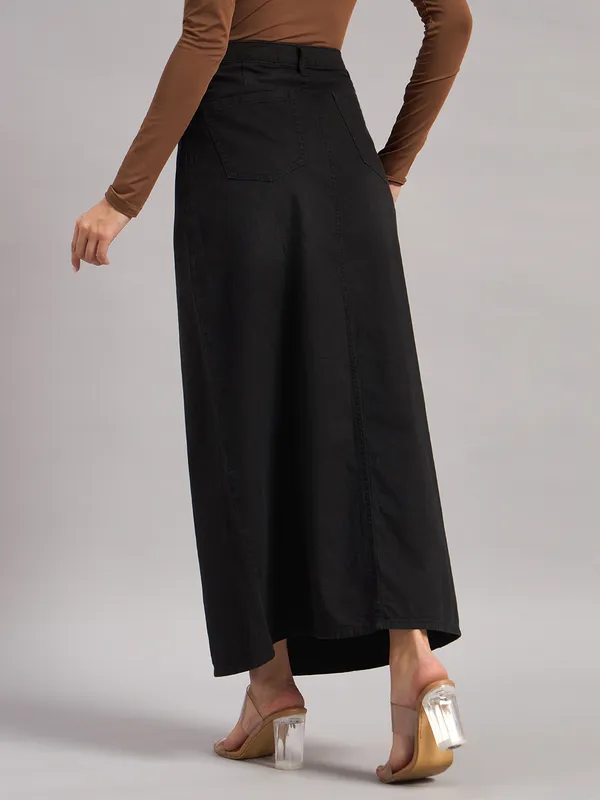 Sand_Dunes_Women_Black_High-Rise_Denim_Maxi_Skirt_With_Front_Slit