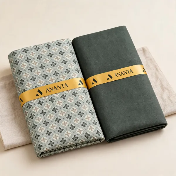 Linen_Grey_Floral_Print_&_Dark_Green_Solid_Unstitched_Fabric_Set