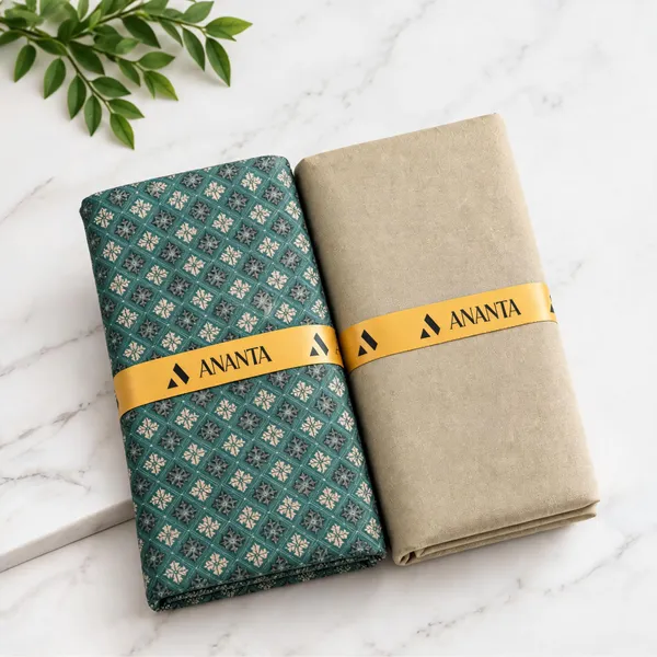 Linen_Teal_Floral_Geometric_Print_&_Beige_Solid_Unstitched_Fabric_Set