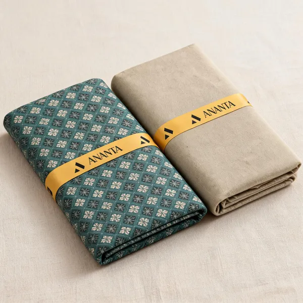 Linen_Teal_Floral_Geometric_Print_&_Beige_Solid_Unstitched_Fabric_Set