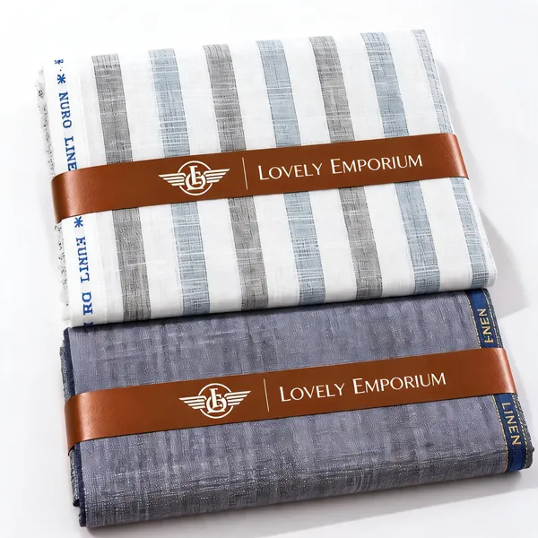 White_&_Grey_Striped_Giza_Cotton_Unstitched_Fabric_Set_Men