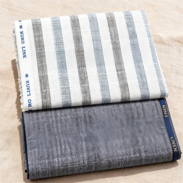 White_&_Grey_Striped_Giza_Cotton_Unstitched_Fabric_Set_Men