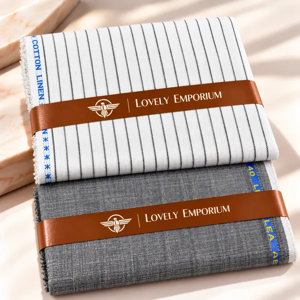 White_And_Grey_Cotton_Linen_Striped_Unstitched_Fabric