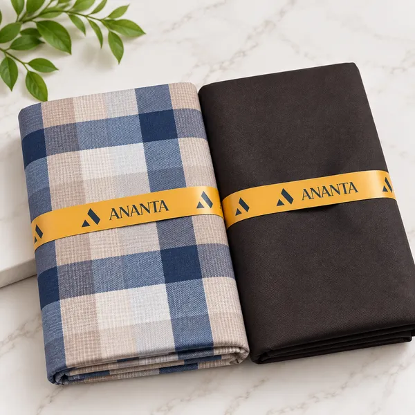Blue_Beige_Checkered_And_Black_Solid_Bedsheet_Set