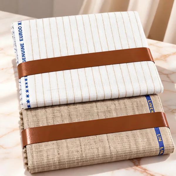 White_&_Beige_Woven_Striped_Giza_Cotton_Dhoti_Unstitched_Fabric_Set_Men