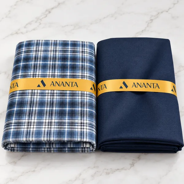 Blue_Plaid_And_Solid_Bedsheet_Set