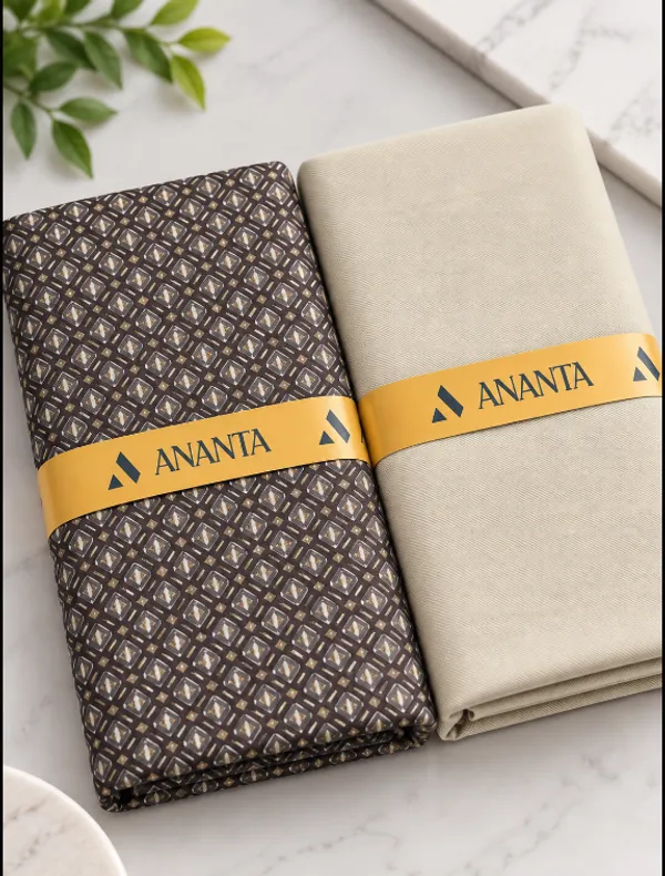 Brown_Printed_And_Beige_Unstitched_Fabric_Set