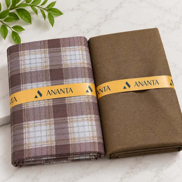 Brown_Checkered_Unstitched_Fabric_Set