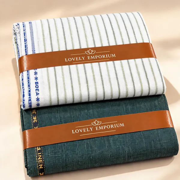 Giza_Cotton_Green_Striped_&_Solid_Unstitched_Fabric_Set