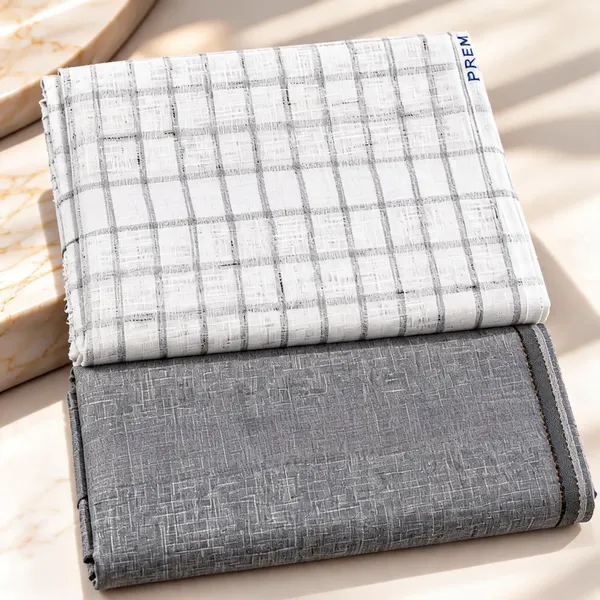 White_&_Grey_Checked_Giza_Cotton_Unstitched_Fabric_Set_Men