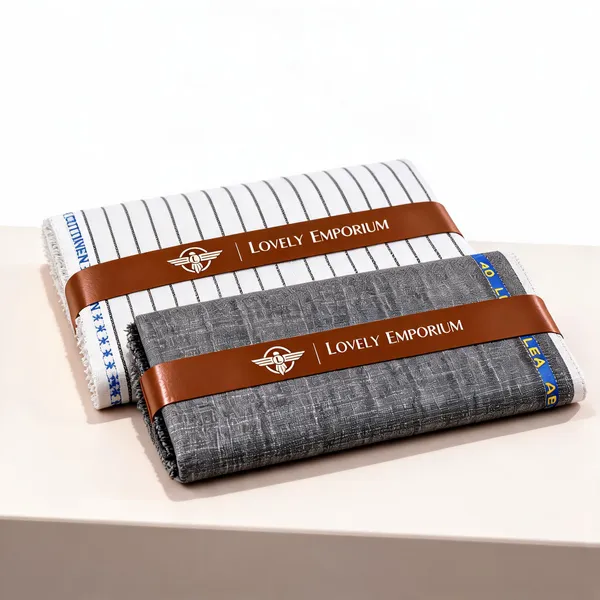 Giza_Cotton_White_Grey_Striped_&_Textured_Unstitched_Fabric_Set