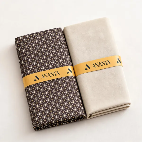Linen_Brown_Geometric_Print_&_Beige_Solid_Unstitched_Fabric_Set