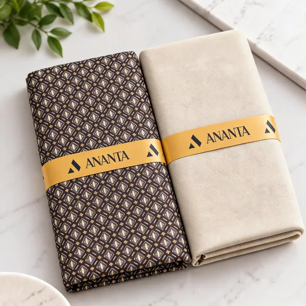 Linen_Brown_Geometric_Print_&_Beige_Solid_Unstitched_Fabric_Set