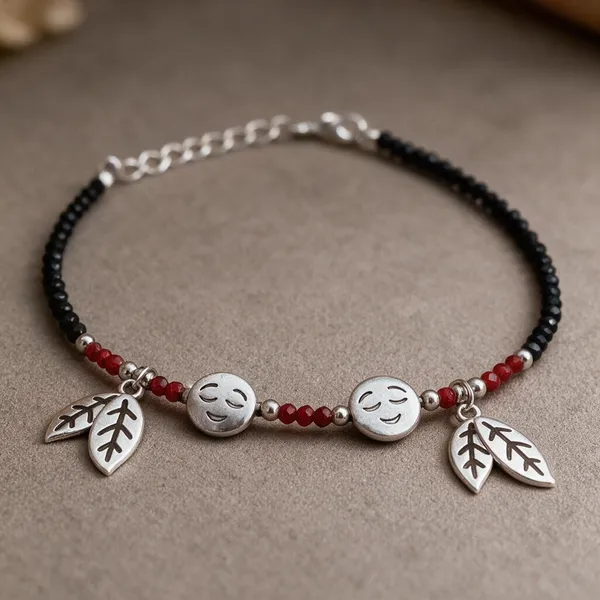 Black_And_Red_Beaded_Charm_Anklet_Set_for_Women