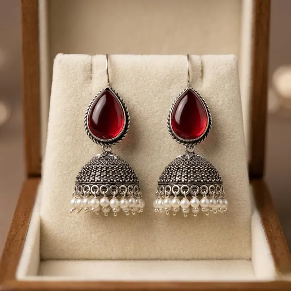 Oxidized_Silver_Plated_Stone_Teardrop_Jhumka_Earrings_For_Girls_Women_Ethnic_Jewellery_Wedding_Party_Festive_Jewellery