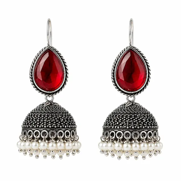 Oxidized_Silver_Plated_Stone_Teardrop_Jhumka_Earrings_For_Girls_Women_Ethnic_Jewellery_Wedding_Party_Festive_Jewellery
