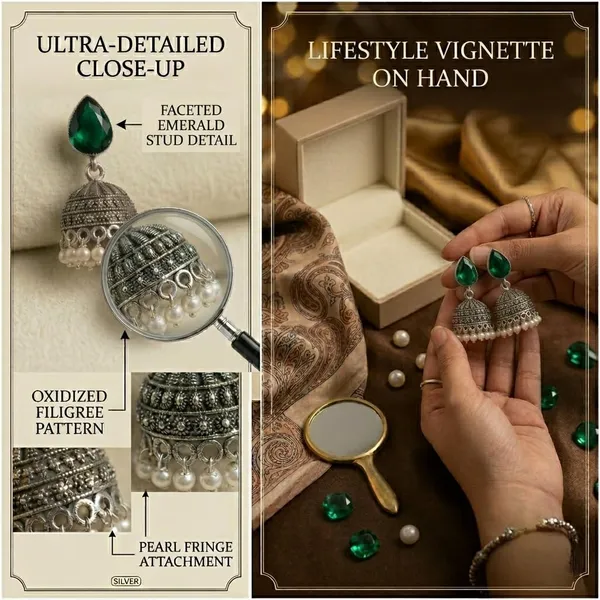 Silver_Oxidised_Jhumka_Earrings_Wuth_Green_Teardrops_Stone_Pearl_Drops