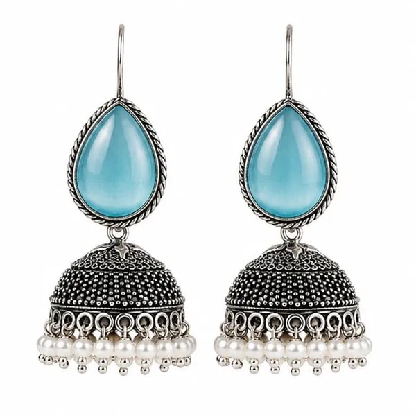 Oxidized_Silver_Plated_Stone_Teardrop_Jhumka_Earrings_For_Girls_Women_Ethnic_Jewellery_Wedding_Party_Festive_Jewellery