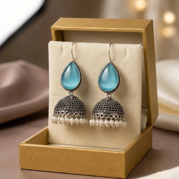Oxidized_Silver_Plated_Stone_Teardrop_Jhumka_Earrings_For_Girls_Women_Ethnic_Jewellery_Wedding_Party_Festive_Jewellery