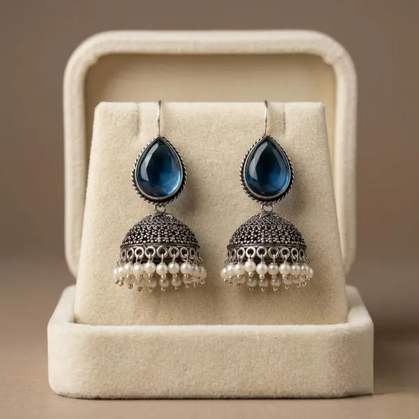 Oxidized_Silver_Plated_Stone_Teardrop_Jhumka_Earrings_For_Girls_Women_Ethnic_Jewellery_Wedding_Party_Festive_Jewellery
