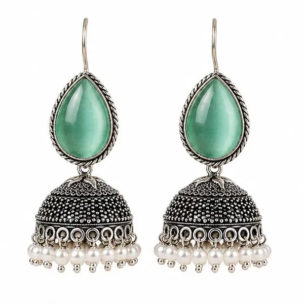 Oxidized_Silver_Plated_Stone_Teardrop_Jhumka_Earrings_For_Girls_Women_Ethnic_Jewellery_Wedding_Party_Festive_Jewellery