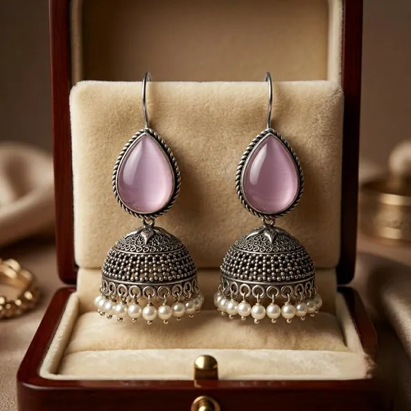 Oxidized_Silver_Plated_Stone_Teardrop_Jhumka_Earrings_For_Girls_Women_Ethnic_Jewellery_Wedding_Party_Festive_Jewellery