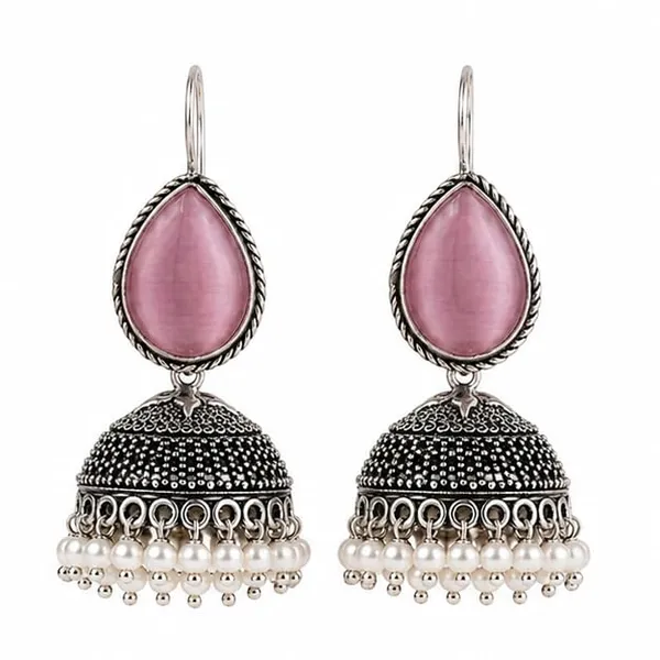 Oxidized_Silver_Plated_Stone_Teardrop_Jhumka_Earrings_For_Girls_Women_Ethnic_Jewellery_Wedding_Party_Festive_Jewellery