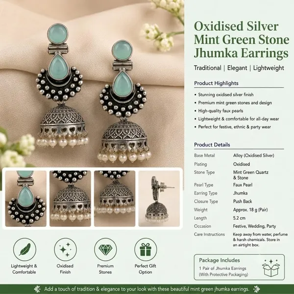 Oxidised_Silver_Jhumka_Earrings_With_Stone_And_Pearl_Drops_Traditional_Indian_Style