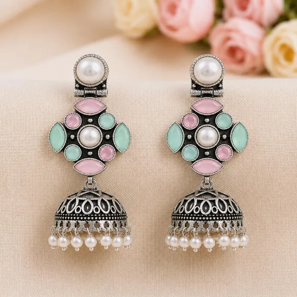 Traditional_Pearl_Accent_Oxidized_Jhumki_Earrings