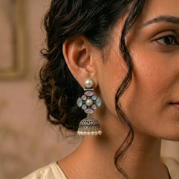 Traditional_Pearl_Accent_Oxidized_Jhumki_Earrings