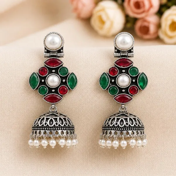 Traditional_Pearl_Accent_Oxidized_Jhumki_Earrings