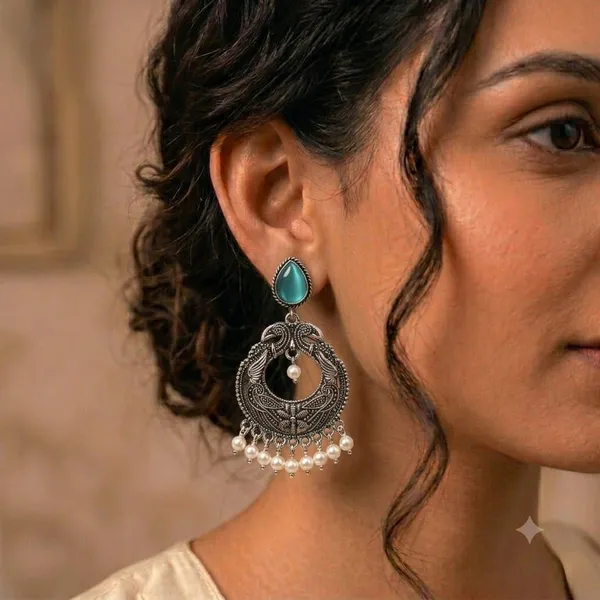 Oxidized_Silver_Plated_Chandbali_Earrings_For_Women_Girls_Peacock_Design_Black_Stone_Pearl_Danglers_Traditional_Ethnic_Earrings_Wedding_Party_Festive_Jewellery