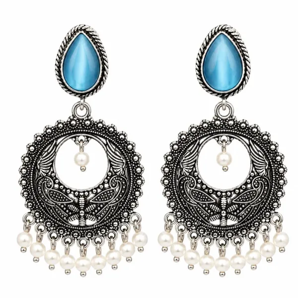 Oxidized_Silver_Plated_Chandbali_Earrings_For_Women_Girls_Peacock_Design_Black_Stone_Pearl_Danglers_Traditional_Ethnic_Earrings_Wedding_Party_Festive_Jewellery