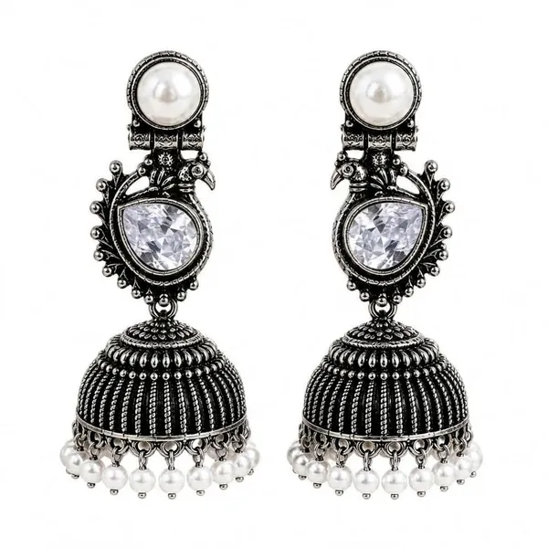 Traditional_Oxidised_Silver_Stone_Jhumka_Earrings_For_Women_Girls